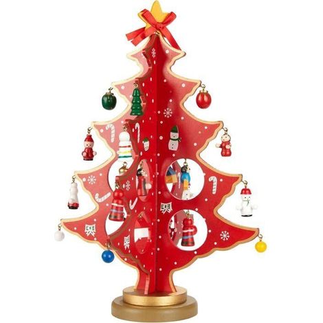 Sapin de Noël miniature en bois - KAGOLOW - Décoration de table - Pour vitrine - Décor de fête à thème de Noël (1/5)