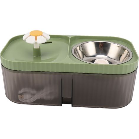 Fontaine à eau pour chat, gamelle haute capacité et silencieuse 2 en 1, distributeur d'eau et distributeur de croquettes vert (1/5)