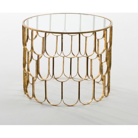 Auxiliary Tabelle 54x54x43 Glas / Goldmetall vertikaler Dekoration / Spiegel für alle Stile, um dem Haus eine Note zu verleihen (1/2)