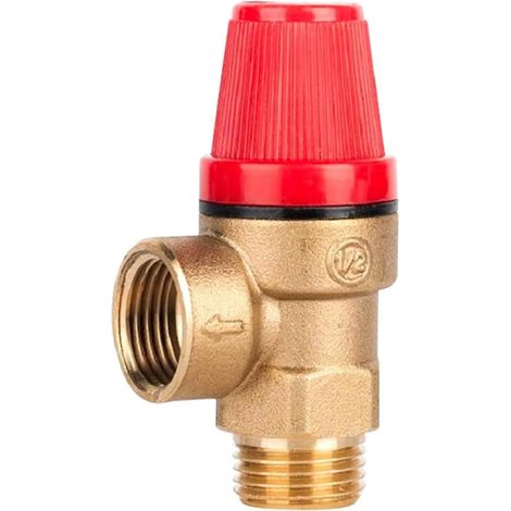 Soupape de sécurité multifonctionnelle en laiton DN15 de 1/2 pouce, accessoire domestique pour la décharge de pression d'eau, d'huile et de gaz avec joint PTFE (1/5)