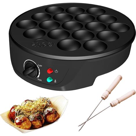Appareil à takoyaki électrique, moule à 18 alvéoles en forme de poulpe avec entonnoir séparé. (1/5)