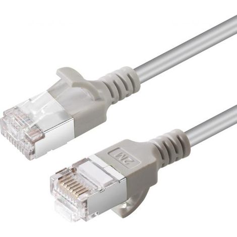 Cavo di rete LAN U/FTP STP Cat6a da 10 m, grigio, con connettore sottile Microconnect.