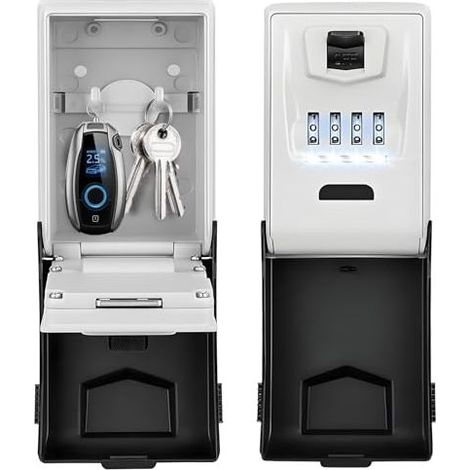Coffre-fort à clés avec code numérique, grand coffre-fort à clés à 4 chiffres avec code éclairé, coffre-fort à clés étanche et antirouille pour l'extérieur, pour la maison, le bureau, (1/5)