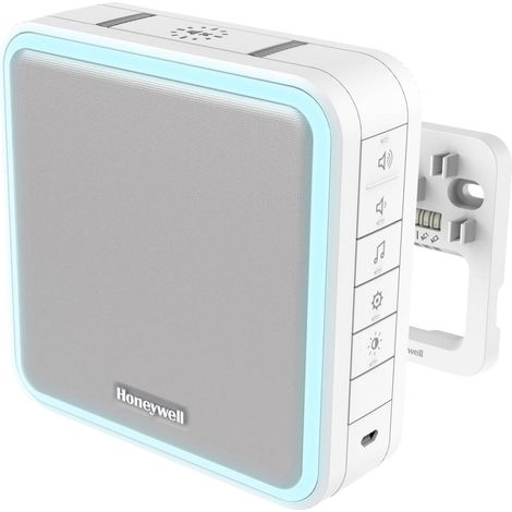 Honeywell – Carillon sans fil DW915S 200 m – 8 mélodies – LED stroboscopique – Alimentation micro-USB – Mode sommeil