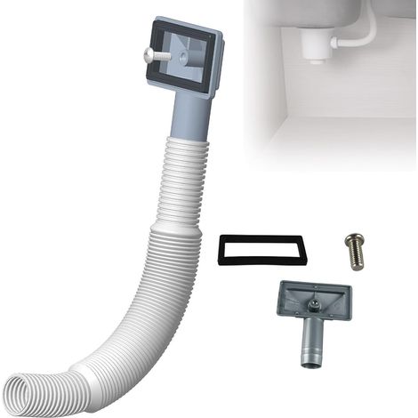 Kit de trop-plein carré pour évier de cuisine, kit de vidage pour évier, comprend 1 couvercle de trop-plein en acier inoxydable et 1 tuyau de trop-plein en PVC de 21,5 mm de diamètre (1/5)