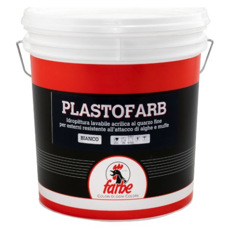 Idropittura lavabile Plastofarb acrilica al quarzo resistente esterni 5lt 14lt - 5 Lt