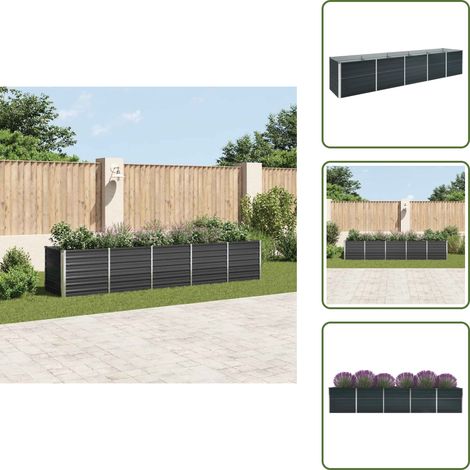 Garten-Hochbeet Verzinkter Stahl 400x80x77 cm Anthrazit - Hochbeet - Gartenhochbeet - Stahlteich - Pflanzenbehälter - Balkonbepflanzung (1/5)