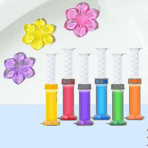 Lot de 6 nettoyants WC parfumés aux fleurs, gel WC aromatique, déodorant et nettoyant pour WC. (1/5)