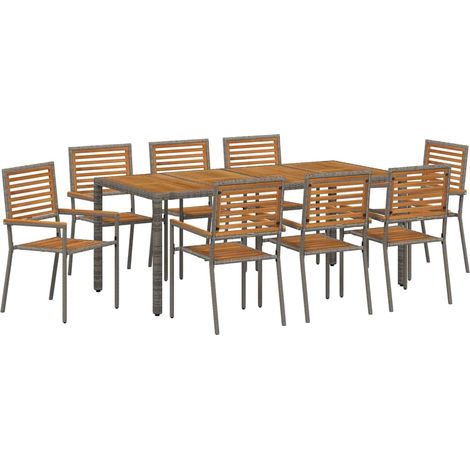 Maison Exclusive - Set da Pranzo per Giardino 9 pcs Grigio e Marrone polyrattan