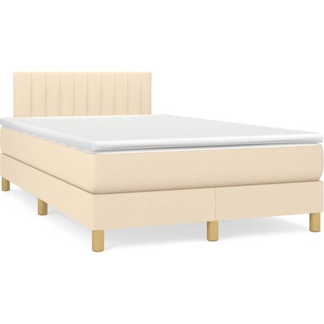 Boxspringbett mit Matratze Creme 120x190 cm Stoff