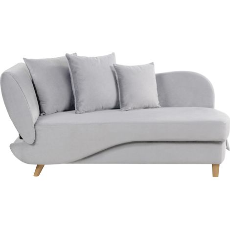 Chaise lounge moderno 2 plazas compartimento de almacenaje cojines terciopelo gris claro izquierdo Meri II