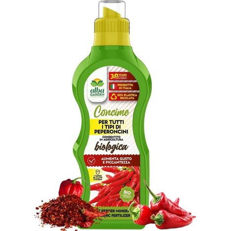 Concime Biologico per Peperoncini Fertilizzante Liquido Concentrato Migliora Sapore e Piccantezza x 500 g