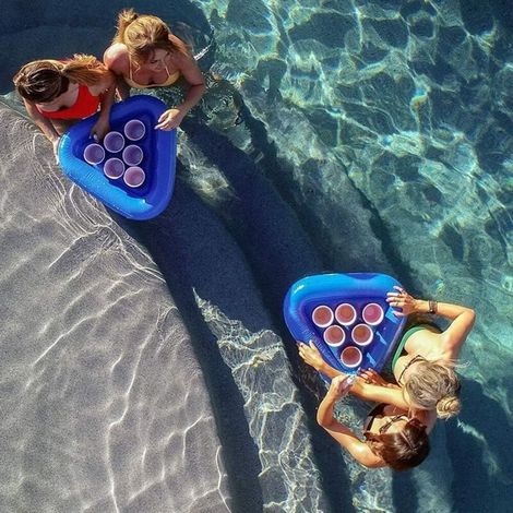 Aufblasbarer, schwimmender Getränkehalter für PVC-Whirlpools, schwimmendes Getränketablett, Bierbecher, mobiler Schwimmerhalter, Untertasse für Poolpartys, Irisfr (1/4)