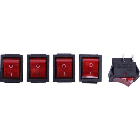 Interrupteur à bascule bipolaire à deux positions avec voyant rouge, 16 A/250 V et 20 A/125 V CA. (1/5)