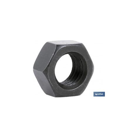 Pack mit 100 DIN-934 Sechskantmuttern C-8 M-18 N aus schwarzem Stahl