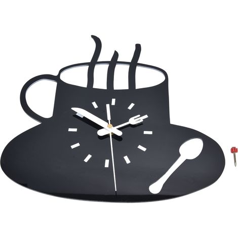 Küchenwanduhr, 3D, modernes Kaffeetassen-Design, Acryl, geräuschloses Uhrwerk, rahmenloses Design, geräuschlose Wanduhr (1/5)