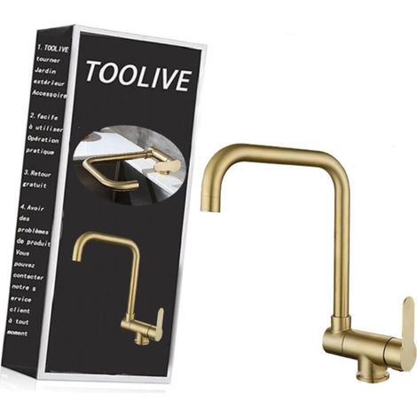 Mitigeur Cuisine Rabattable,robinet Cuisine Rabattable D'or Brossé En Acier Inoxydable,Robinet Pliable Moderne (1/5)