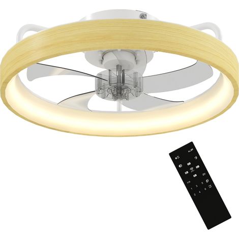 Ventilateur plafond avec lumière LED plafonnier ventilateur 49cm 7 pales 6 vitesses