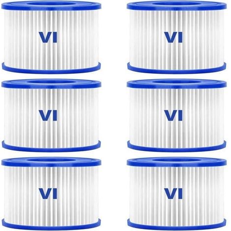 Filtre de piscine Sosayet Bestway 58323, lot de 6 éléments filtrants de rechange pour filtre de spa de type VI, Lay-Z-Spa (1/4)