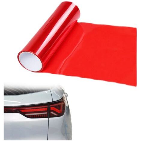 Film Teinté pour Voiture,Film Teinté Phare,Films pour Phares,films Adhésif Vitre teinte en Vinyle Transparent Autocollant pour Feux Arrière de Voiture Antibrouillard Brillant (Rouge,30x120cm) (1/5)