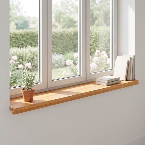 vidaXL Appuis de fenêtre 2 pc Marron Clair 110 x 15 x 2 cm (1/5)