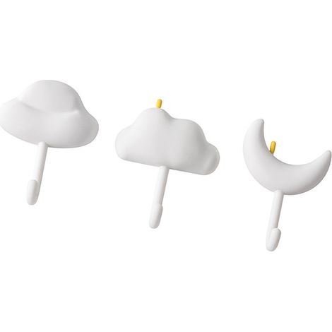 Lot de 3 crochets muraux mignons adhésifs résistants pour manteaux cuisine salle de bain salon blancs (1/5)