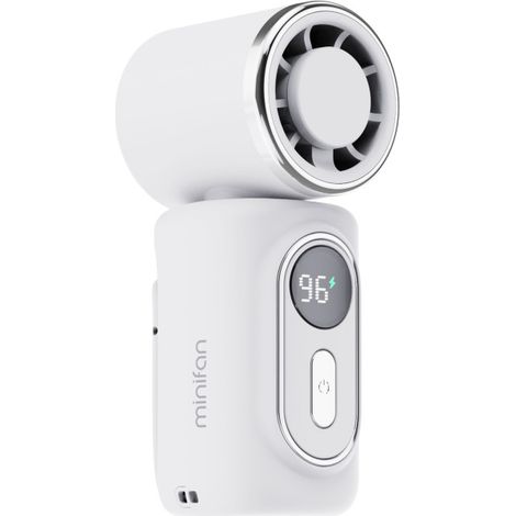 Ventilateur avec Pince Pivotante 180° – Tête avec Compresse Glacé – Mini pour Voiture, Sac à Dos – Blanc – Affichage Numérique (1/5)