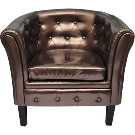 Sillón con diseño de cubo cuero sintético marrón vidaXL
