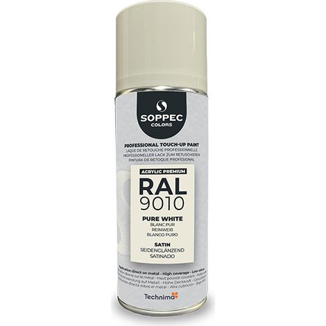 Peinture Acrylic Premium Blanc pur satin 400Ml RAL9010 - SOPPEC - 424136