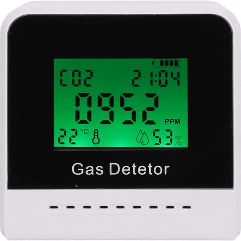 Luftqualitätsmessgerät (CO2, Temperatur, Luftfeuchtigkeit 400–5000 ppm) mit USB-Uhr, weiß (1/5)