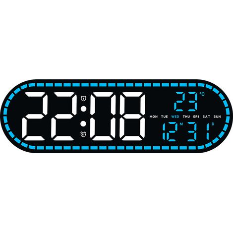 Reloj de estilo minimalista, reloj decorativo para salón/comedor, reloj digital multifuncional, reloj de dormitorio, fecha/día de la semana/temperatura, cuatro niveles de brillo, luz nocturna grande,  (1/5)