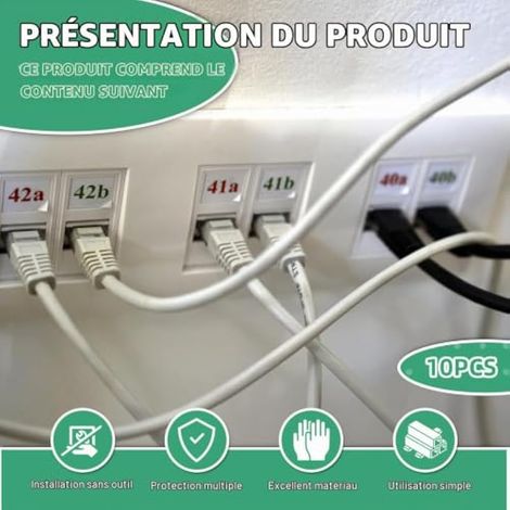 Lot de 10 modules RJ45 CAT6a Keystone - 10 Gbit/s - Coupleur réseau - Connecteur blindé Keystone Jack - Prise RJ45 - Pour rallonge de cable Ethernet (1/3)
