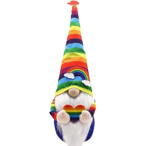 poupée elfe/gnome délicate, accessoire photo, motif arc-en-ciel, décoration pour poupée à visage en verre-34.5X13X9CM-Colorful (1/2)