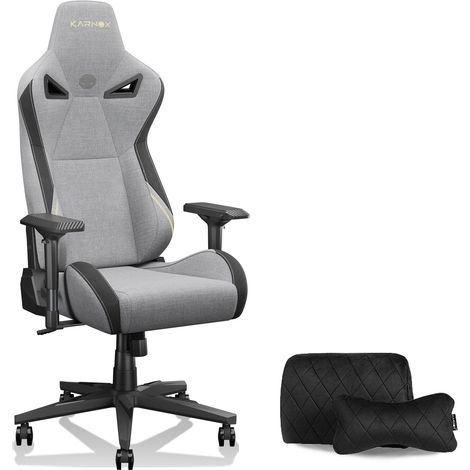 Silla gaming KARNOX de tela para adultos, silla de oficina ergonómica de respaldo alto, silla gaming grande y alta con reposacabezas y soporte lumbar, silla gaming estilo carreras de tela con reclinac