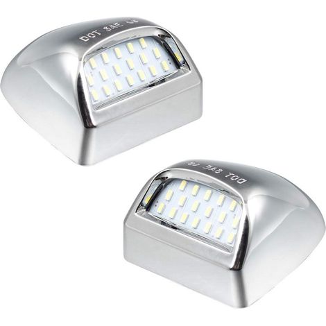 Lampe de plaque d'immatriculation LED chromée compatible avec Silverado Suburban GMC Sierra 1500 2500 3500 HD Tahoe Yukon Cadillac, 6500 K Blanc (1/5)