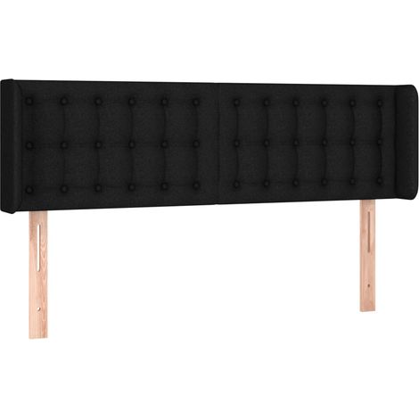 Testiera Testata del letto ad Orecchio Nera 147x16x78/88 cm in Tessuto (1/5)