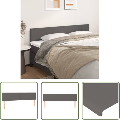 The Living Store Têtes de lit 2 pcs Gris 100x5x78/88 cm Similicuir - Tête De Lit - Têtière De Lit - Literie - Meuble De Chambre - Décoration Chambre (1/5)