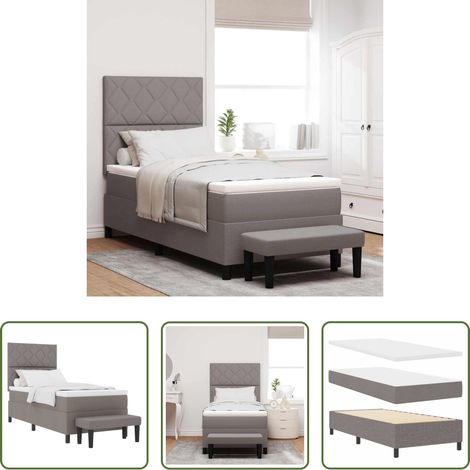 Matelas à fermeté moyenne - Lit à ressorts avec matelas Taupe 100 x 200 cm tissu (1/5)