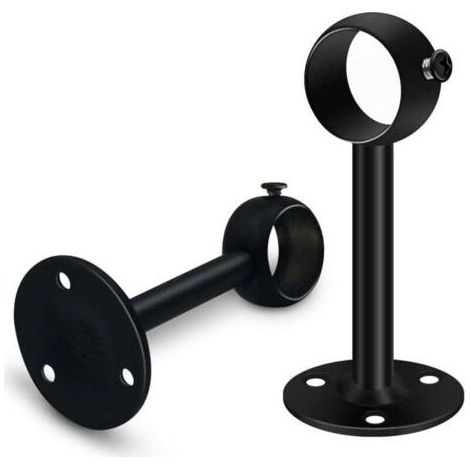 ALLIANDISJeu de 2 supports de tringle à rideau noirs robustes pour tringle de plafond, supports de tringle à rideau en acier inoxydable de 25 mm, supports de tringle à rideau pour penderie, penderie (1/4)