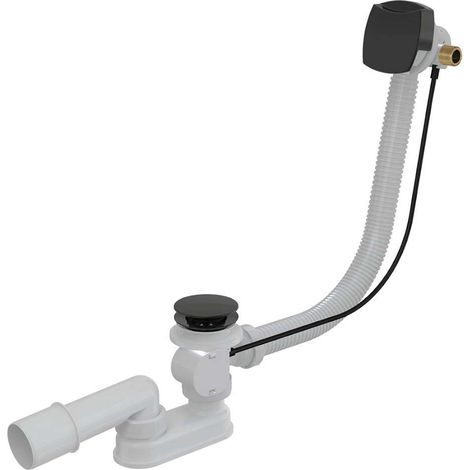 Alca Sistemi di scarico - Set di scarico e troppopieno per vasca da bagno con riempimento, lunghezza 800 mm, nero opaco A564BLACK-80 (1/2)