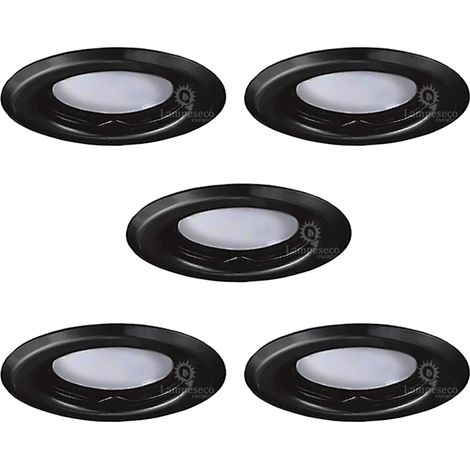 Lot de 5 Spots Encastrables Fixe Noir Mat avec GU10 LED 5W eqv. 50W Blanc Chaud 3000K (1/4)