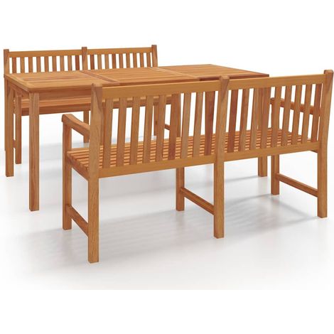 Maison Exclusive - 3-tlg. Garten-Essgruppe Massivholz Teak (1/5)