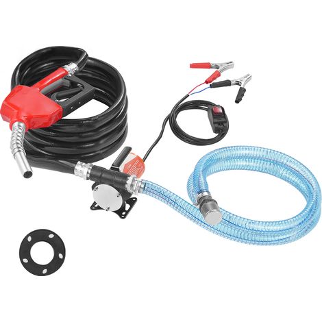 Mophorn-Kraftstoff Transferpumpe, elektrische Diesel Transferpumpe 12V DC 8 GPM 1/6 PS, mit langem Einlass- und Auslassschlauch, automatisch abschaltender Kraftstoffdüse, tragbar für Kerosin, Benzin