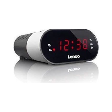 Lenco CR-07 Radio réveil avec Tuner FM et écran LED, 2 Temps de réveil, Double Alarme, Fonction Snooze Bleu/Blanc/Rose Noir/Blanc (1/3)