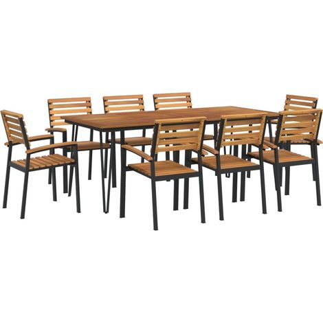 Maison Exclusive - 9-tlg. Garten-Essgruppe Massivholz Akazie und