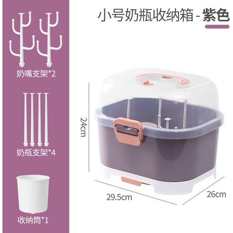 Boîte rangement biberons allaitement compacte anti-poussière plastique épais bébé maison violet