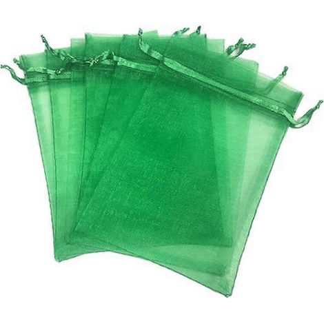 100 sachets en fil nacré, sachets en organza, sachets présentoirs à cordon, sachets cadeaux pour bonbons de Noël, 13 verts (1/5)