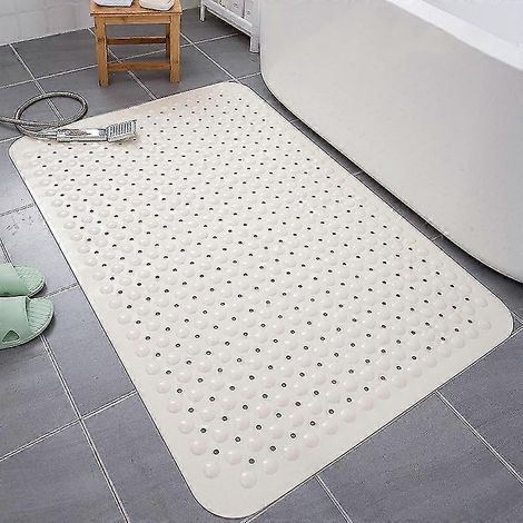 Tapis de douche antidérapant Tapis de bain anti-moisissure lavable en machine, 100 x 40 cm, avec trous d'évacuation et ventouses puissantes (1) (1/5)
