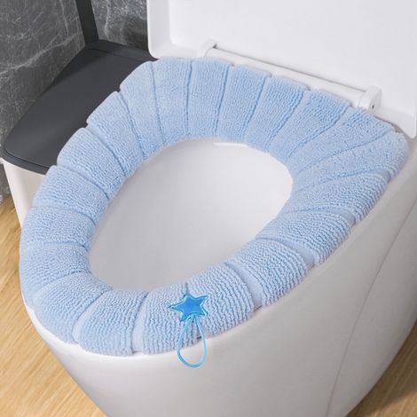 Couvre-Abattant De Toilette - Tricoté Élastique - Universel Pour Siège Ronde Et Rectangulaire - Lavable En Machine - Hiver Et Quatre Saisons - 1 Pièce (1/5)