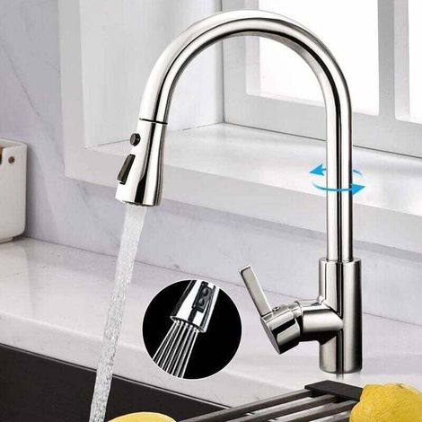 YMYNY Robinet Cuisine avec Douchette Extensible, Mitigeur Cuisine avec 3 Modes, Chromé, Robinet Cuisine Douchette en Acier Inoxydable 304